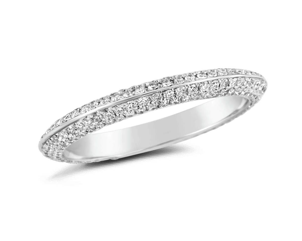 Knife Edge Pave Set Eternity Band