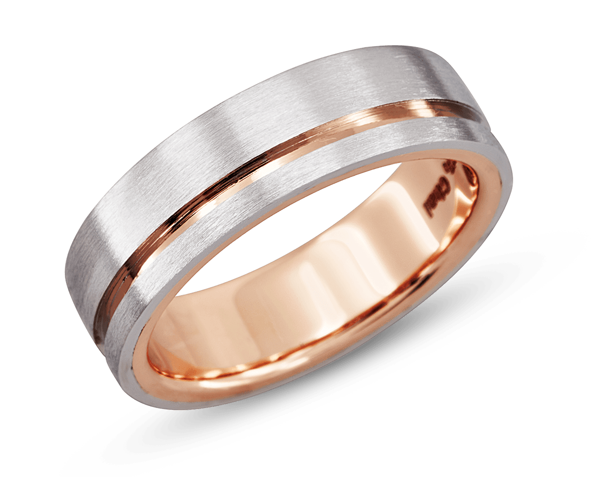 Men's 6mm Platinum Band with Rose Gold Stripe